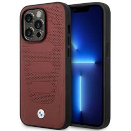 Husa Case BMW BMHMP14L22RPSR iPhone 14 Pro 6.1" Burgundy/burgundy Leather Seats Pattern MagSafe