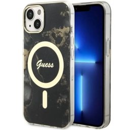 Husa Guess GUHMP14SHTMRSK iPhone 14 6.1" black/black hardcase Golden Marble MagSafe