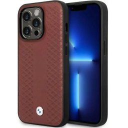 Husa Case BMW BMHCP14X22RFGR iPhone 14 Pro Max 6.7" Burgundy/burgundy Leather Diamond Pattern