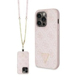 Husa Husă rigidă Crossbody 4G Metal Logo pentru iPhone 15 Pro (6.1") – roz