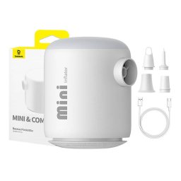 Pompă de aer portabilă PocketGo Pompă de aer compactă 2 în 1 pentru umflare/deumflare pentru camping, drumeții - alb