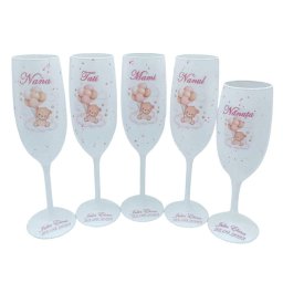 Set 5 pahare botez pentru Parinti, Nasi & Nanuta, model Baby Bear personalizat - FEIS311031