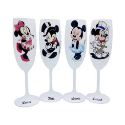 Set 4 pahare botez pentru parinti & nasi, model Minnie si Mickey nepersonalizat - FEIS311029