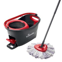 Set mop rotativ cu galeata Vileda Turbo 3 in 1 Microfibre Box, negru-rosu