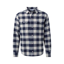DAN FOX APPAREL Cămașă 'Efe' albastru noapte / alb lână