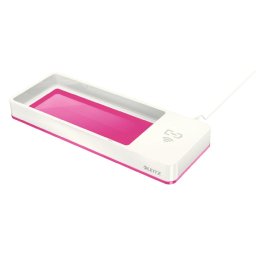 Organizator birou Leitz WOW cu incarcare wireless, alb-roz, functional si elegant