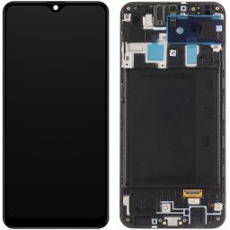 Piese si componente Display - Touchscreen Samsung Galaxy A20 A205, Cu Rama, Negru, Service Pack GH82-19571A