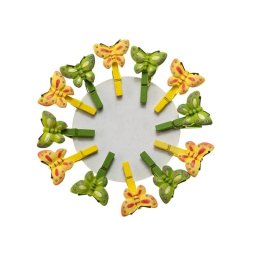 Clesti+fluturi galben verde pentru aranjamente florale set 12 buc
