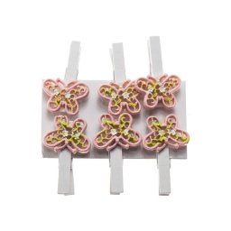 Clesti+fluturi roz pentru aranjamente florale set 6 buc
