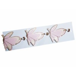 Fluturi lemn roz 9 cm pentru aranjamente florale set 3 buc