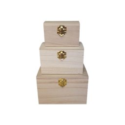 Cutii tip cufar lemn natur pentru aranjamente florale set 3 buc