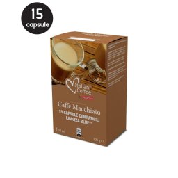 15 Capsule Italian Coffee Caffe Macchiato – Compatibile Lavazza Blue