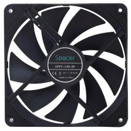 Ventilator Spacer PC 140x140x25 mm SPFC-140-3P, rulment hydraulic , 67.6 CFM, conector 3-pin, Negru