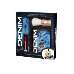 Set cadou Denim Original: Lotiune 100 ml + Crema de ras, 150 ml + Pamatuf Ras
