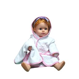 Set halat baie pentru bebe, 3 piese, Royal, 0-2 ani, White-Pink