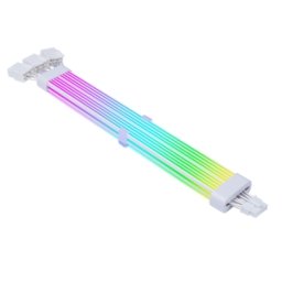 Cablu prelungitor RGB adresabil Acegeek AC124 White de la 3x8 pini PCIe la 12VHPWR 16 pini PCIe 5.0 VGA, 8 benzi iluminare LED