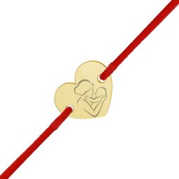 Martisor Bratara Argint 925 Placat Aur 24K Inima medie Mama Bebe