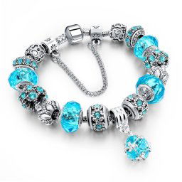 Bratara charm tip Pandora Ocean Breeze Aquamarine