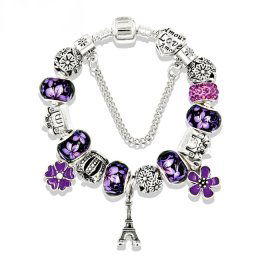 Bratara tip Pandora Mov Spring Charm Paris Turnul Eiffel