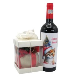 Cadou Craciun - glob handmade si sticla vin - Sarbatori Fericite 3 - ILIF311051