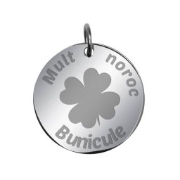 Martisor Pandantiv Inox Banut Argintiu Mult Noroc Bunicule