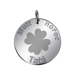 Martisor Pandantiv Inox Banut Argintiu Mult Noroc Tata