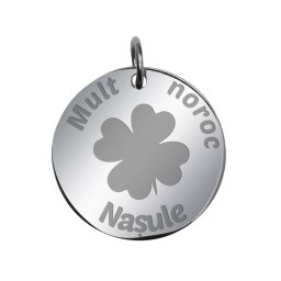 Martisor Pandantiv Inox Banut Argintiu Mult Noroc Nasule