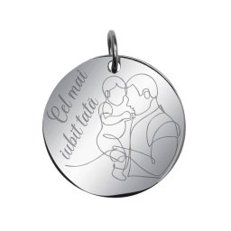 Martisor Pandantiv Inox Banut Argintiu Cel mai bun tata