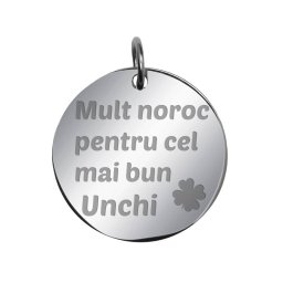 Martisor Pandantiv Inox Banut Argintiu Mult Noroc Unchi