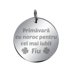 Martisor Pandantiv Inox Banut Argintiu urare Fiu