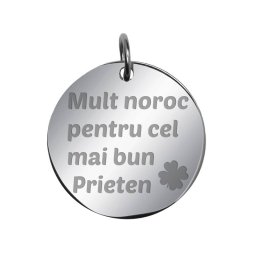 Martisor Pandantiv Inox Banut Argintiu Mult Noroc Prieten
