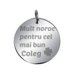 Martisor Pandantiv Inox Banut Argintiu Mult Noroc Coleg