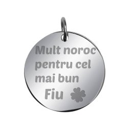 Martisor Pandantiv Inox Banut Argintiu Mult Noroc Fiu