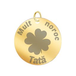 Martisor Pandantiv Inox Banut Auriu Mult Noroc Tata