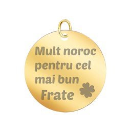 Martisor Pandantiv Inox Banut Auriu Mult Noroc Frate