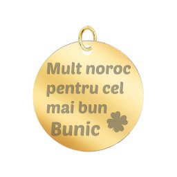 Martisor Pandantiv Inox Banut Auriu Mult Noroc Bunic