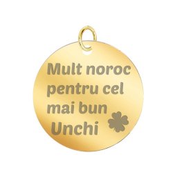 Martisor Pandantiv Inox Banut Auriu Mult Noroc Unchi