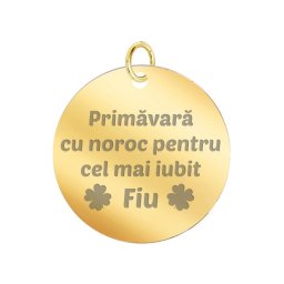 Martisor Pandantiv Inox Banut Auriu urare Fiu
