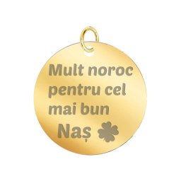 Martisor Pandantiv Inox Banut Auriu Mult Noroc Nas