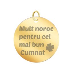 Martisor Pandantiv Inox Banut Auriu Mult Noroc Cumnat
