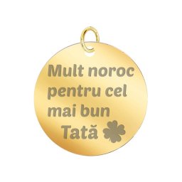 Martisor Pandantiv Inox Banut Auriu Mult Noroc Bun Tata