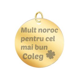 Martisor Pandantiv Inox Banut Auriu Mult Noroc Coleg