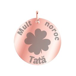 Martisor Pandantiv Inox Banut Rose Gold Mult Noroc Tata