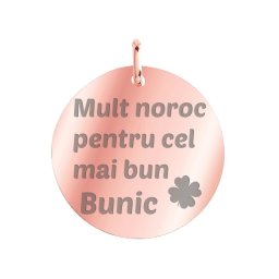 Martisor Pandantiv Inox Banut Rose Gold Mult Noroc Bunic