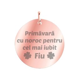 Martisor Pandantiv Inox Banut Rose Gold urare Fiu
