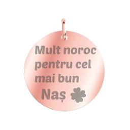 Martisor Pandantiv Inox Banut Rose Gold Mult Noroc Nas