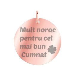 Martisor Pandantiv Inox Banut Rose Gold Mult Noroc Cumnat