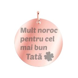 Martisor Pandantiv Inox Banut Rose Gold Mult Noroc Bun Tata