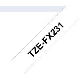 Bandă de etichete Brother TZe-FX231 negru pe alb, flexibila – lățime de 12mm