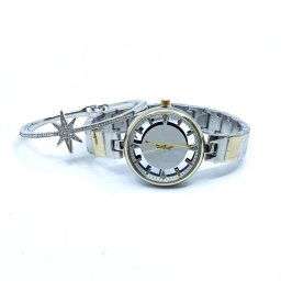 Set Ceas Lady Skeleton Luxury Gold Bratara Star